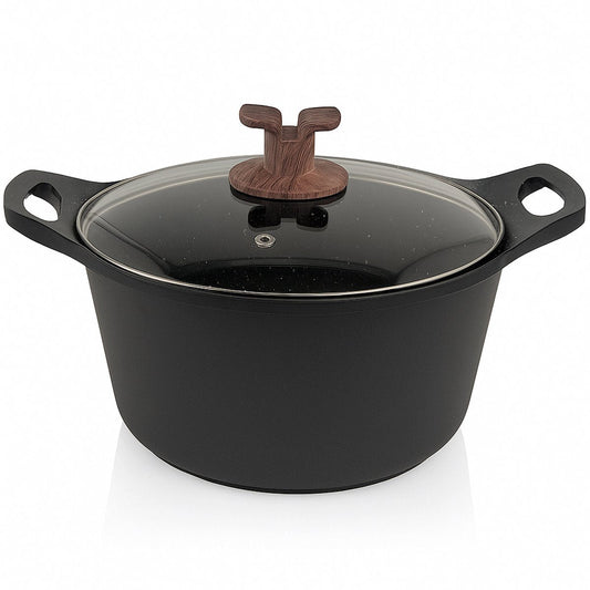 Hakal Gietaluminium Kookpan met Glazen Deksel – 28 cm