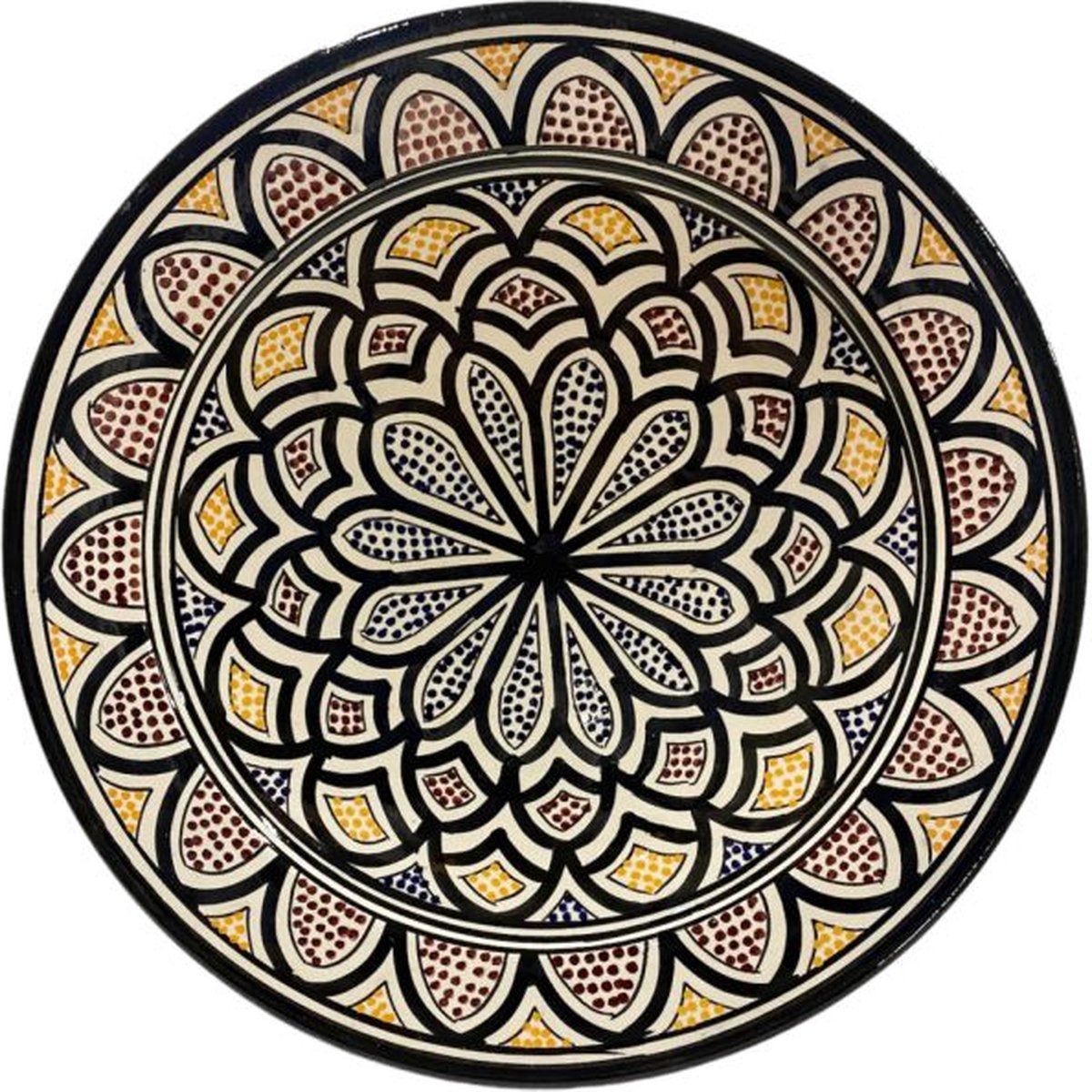 Handgemaakt Marokkaanse Schaal | 35 cm | Blauw | Rood | Oranje