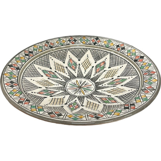 Handmade Marokkaanse aardewerk schaal grijs Ø35