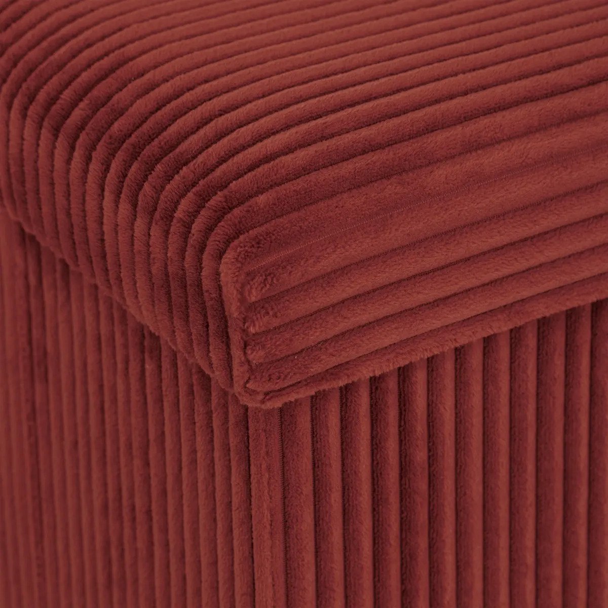 Hocker / Poef Essestial Ribcord - opvouwbaar - donkerrood - MDF/polyester - 38 x 38 cm - met opbergruimte - extra zitplaatsen - MODESTNOVA