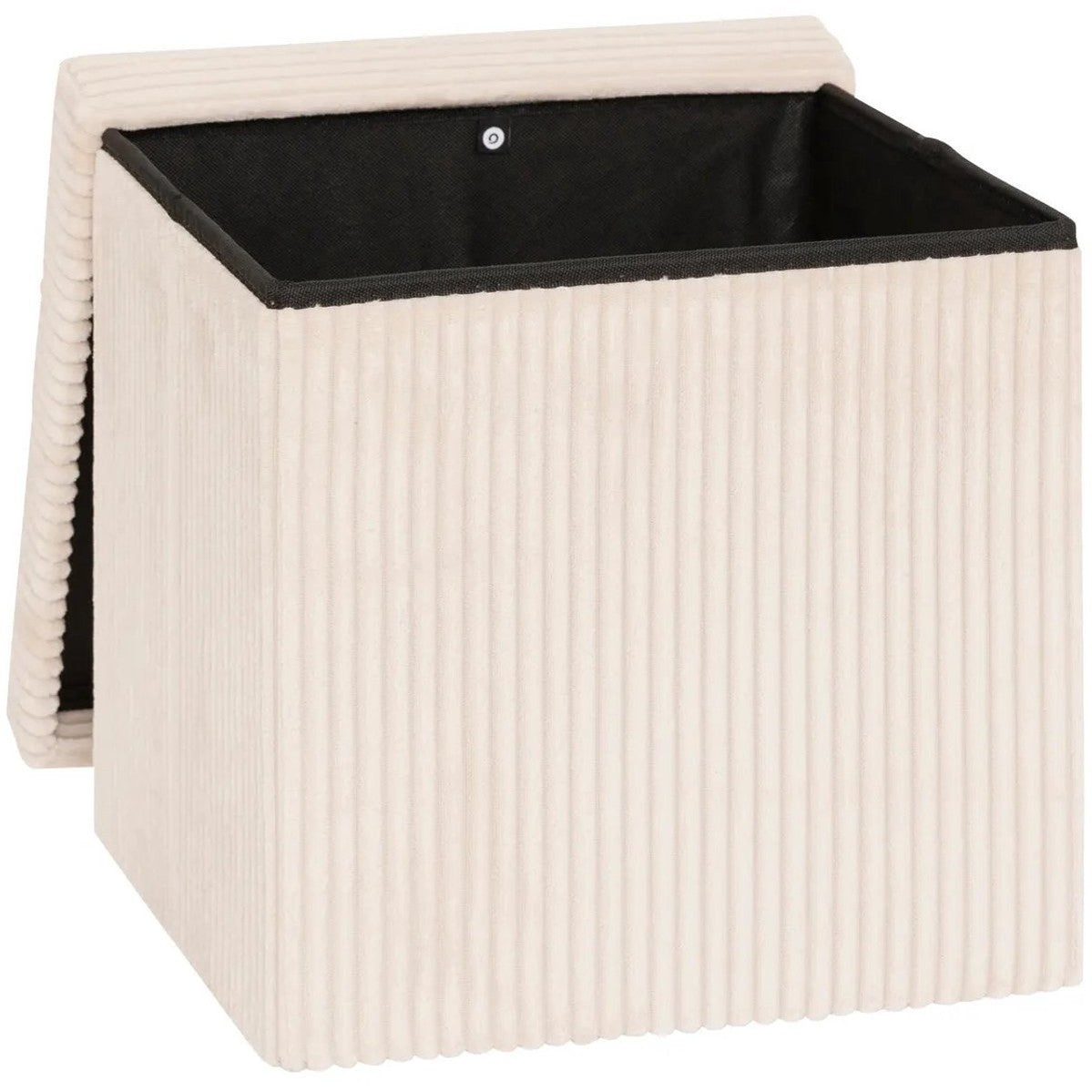 Hocker / Poef Essestial Ribcord - opvouwbaar - wit - MDF/polyester - 38 x 38 cm - met opbergruimte - extra zitplaatsen