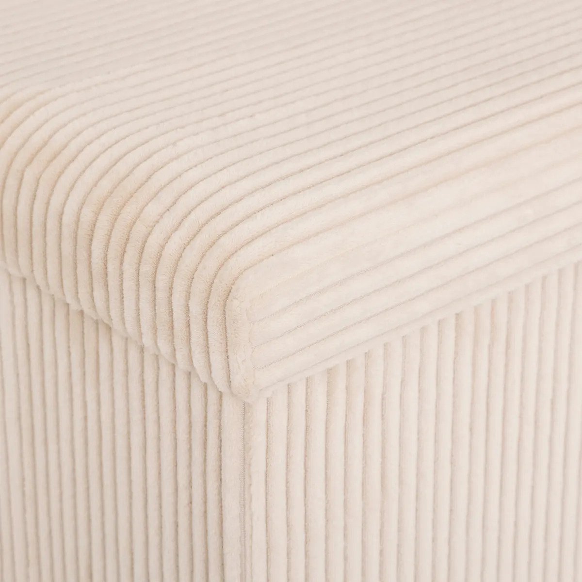 Hocker / Poef Essestial Ribcord - opvouwbaar - wit - MDF/polyester - 38 x 38 cm - met opbergruimte - extra zitplaatsen