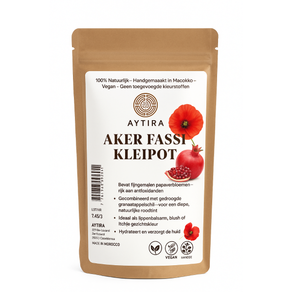 AYTIRA Aker Fassi Tontiegel – 100 % natürliche marokkanische Lippen- & Gesichtsfärbung