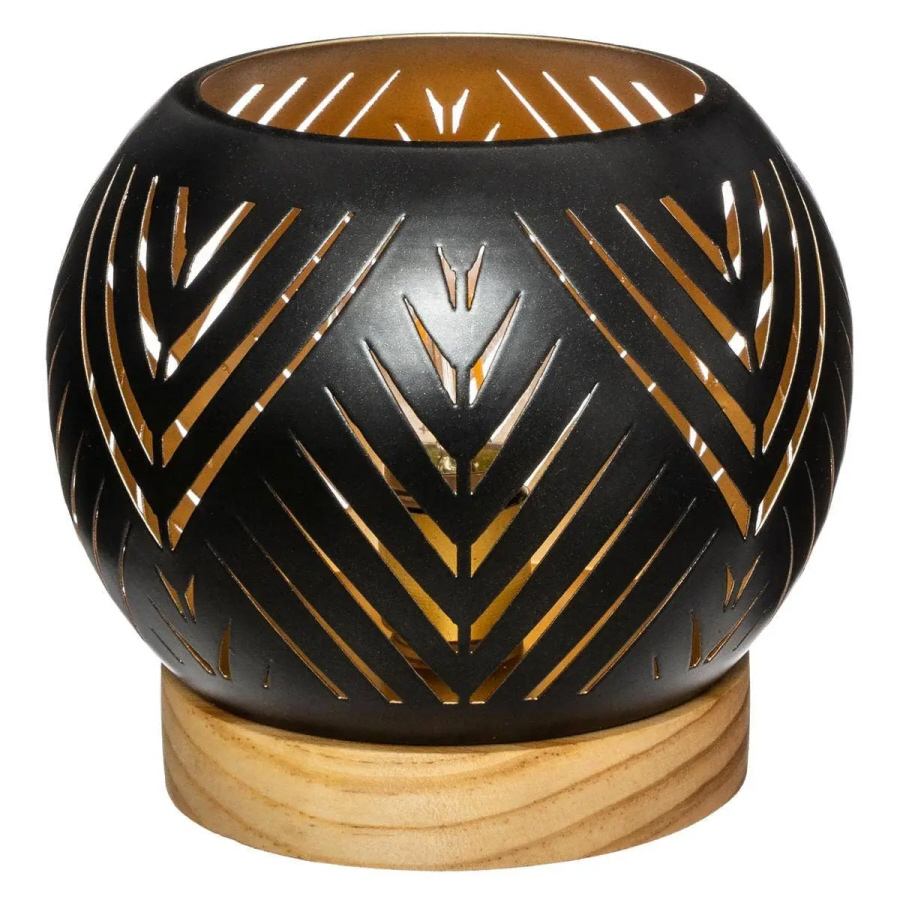 Tischlampe im Kugel-Design, Ø14,5 x 13,5 cm – Batteriebetrieben (Batterie nicht enthalten) – Schwarz