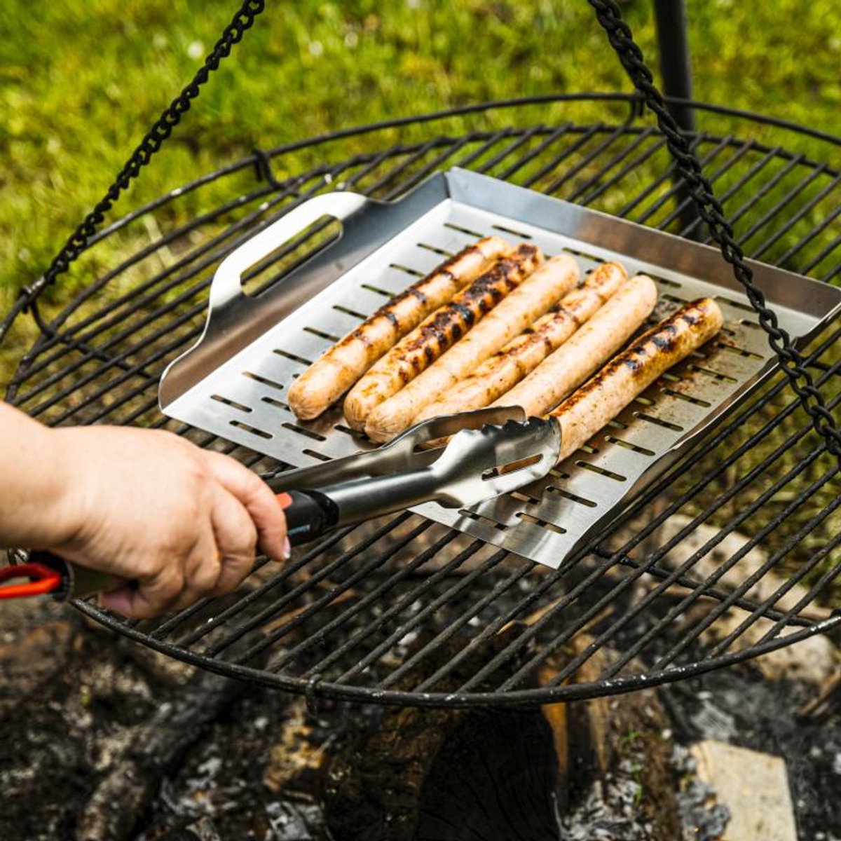 KINGHoff KH-1917 Diepe Grillbak - Roestvrijstalen Barbecue Bak 37x31 cm - Met Rand en Handvatten