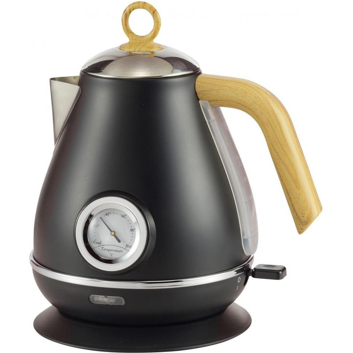 Kassel 93226 - Retro Waterkoker - 1,7L - RVS - Zwart - met thermometer