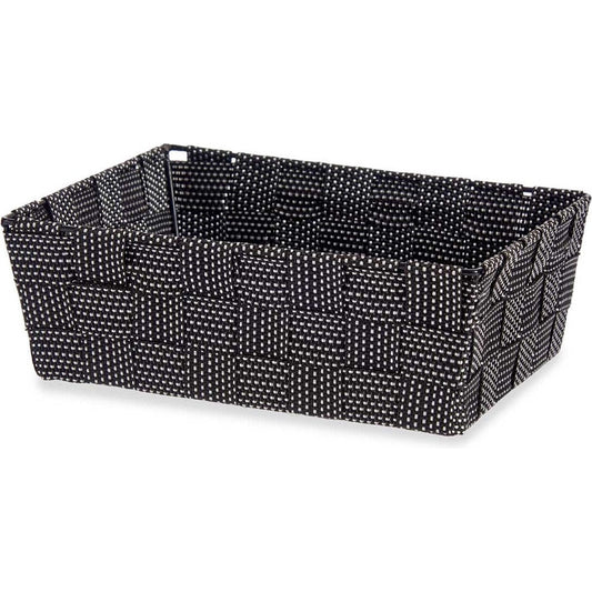 Kast/badkamer opbergmandjes zwart 24 x 20 x 8 cm - Kastmandjes/lade vakverdelers - Gevlochten stof met frame