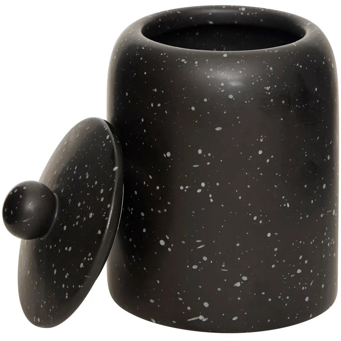 Keramisch Voorraadpotje Zwart - Ø 10 cm x H. 15 cm - Dolomiet Aardewerk - Luchtdicht - Keukenorganisatie - MODESTNOVA