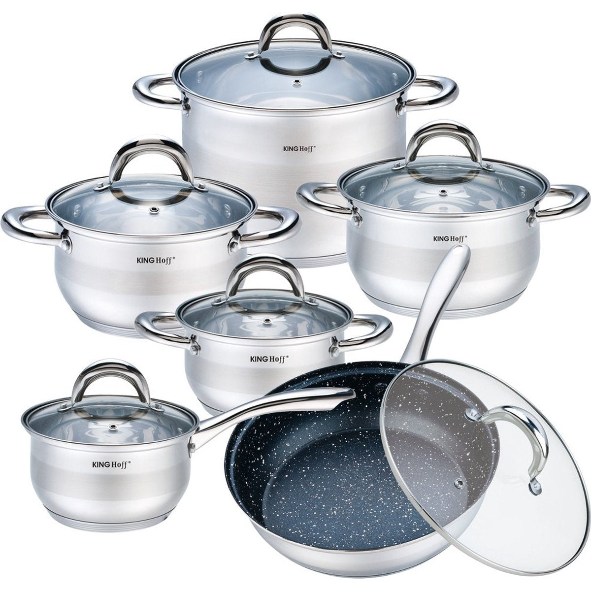 Kinghoff 1098 pannenset - 12 delig - RVS - Alle warmtebronnen