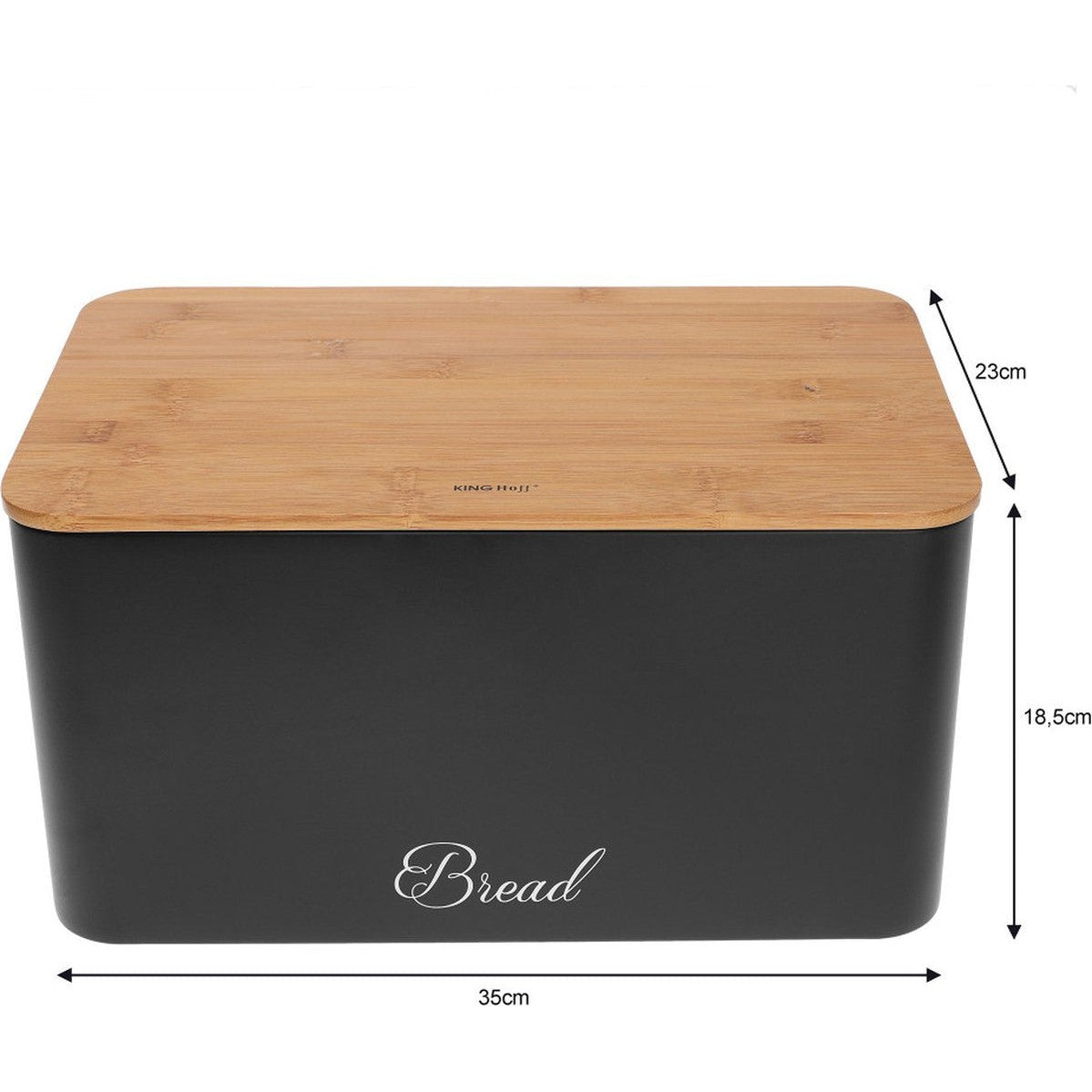 Kinghoff 1586 - Broodtrommel met voorraadbussen - Staal / bamboe - zwart