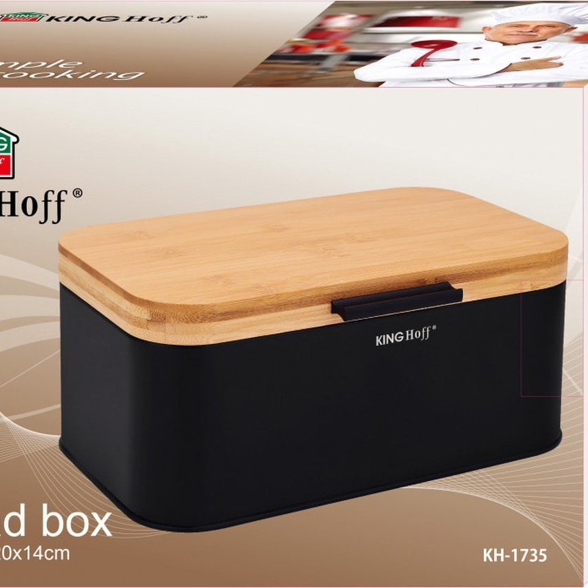 Kinghoff 1735 - Broodtrommel - Bamboe - zwart - 8.4 liter