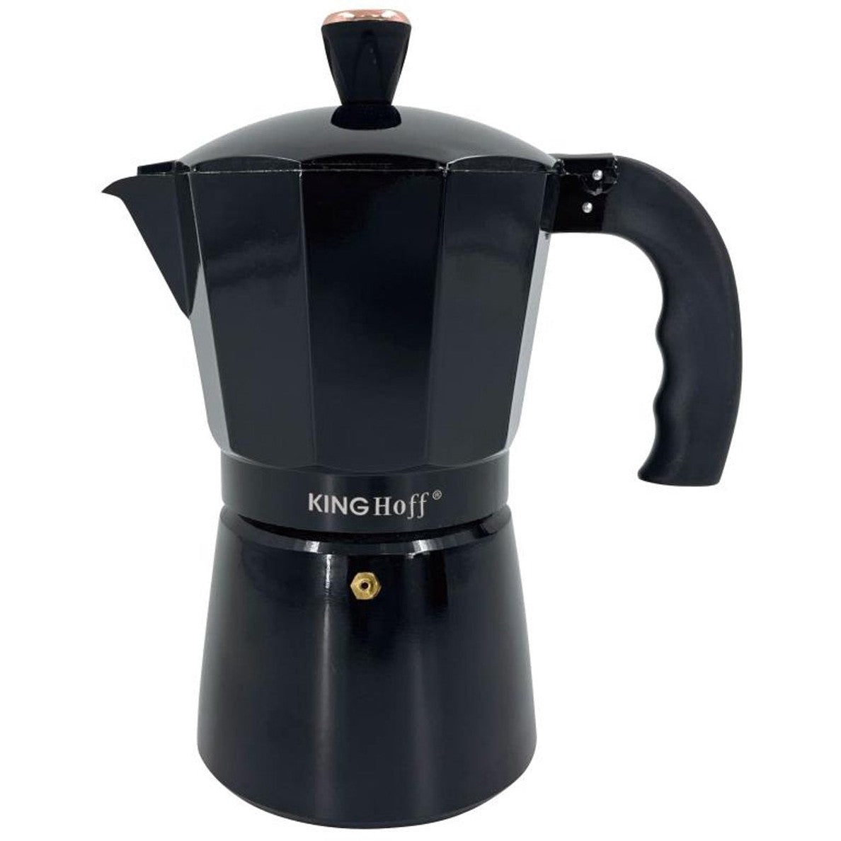 Kinghoff Aluminium Espressokoffiezetapparaat KH-1884 – 9 Kopjes – Zwart – Geschikt voor Inductie - Percolator - 450ml
