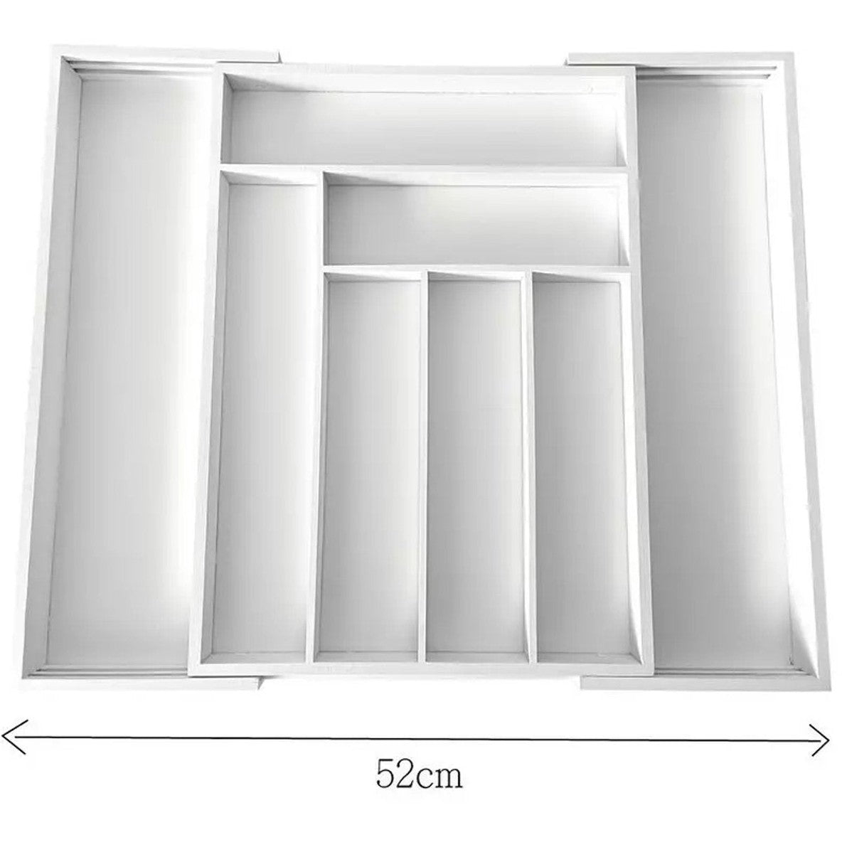 Kinghoff KH1748 Bamboe Lade-Organizer – Uitschuifbaar (31,5-52 cm), 8 Vakken, Wit - Besteklade Organizer - Bestek Organizer