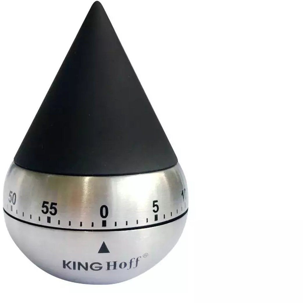 Kinghoff Mechanische Keukenweker - RVS Staal, 60 Minuten Timer, Ø62 x 92 mm - Stijlvol en Duurzaam Keukenaccessoire - Kookwekker