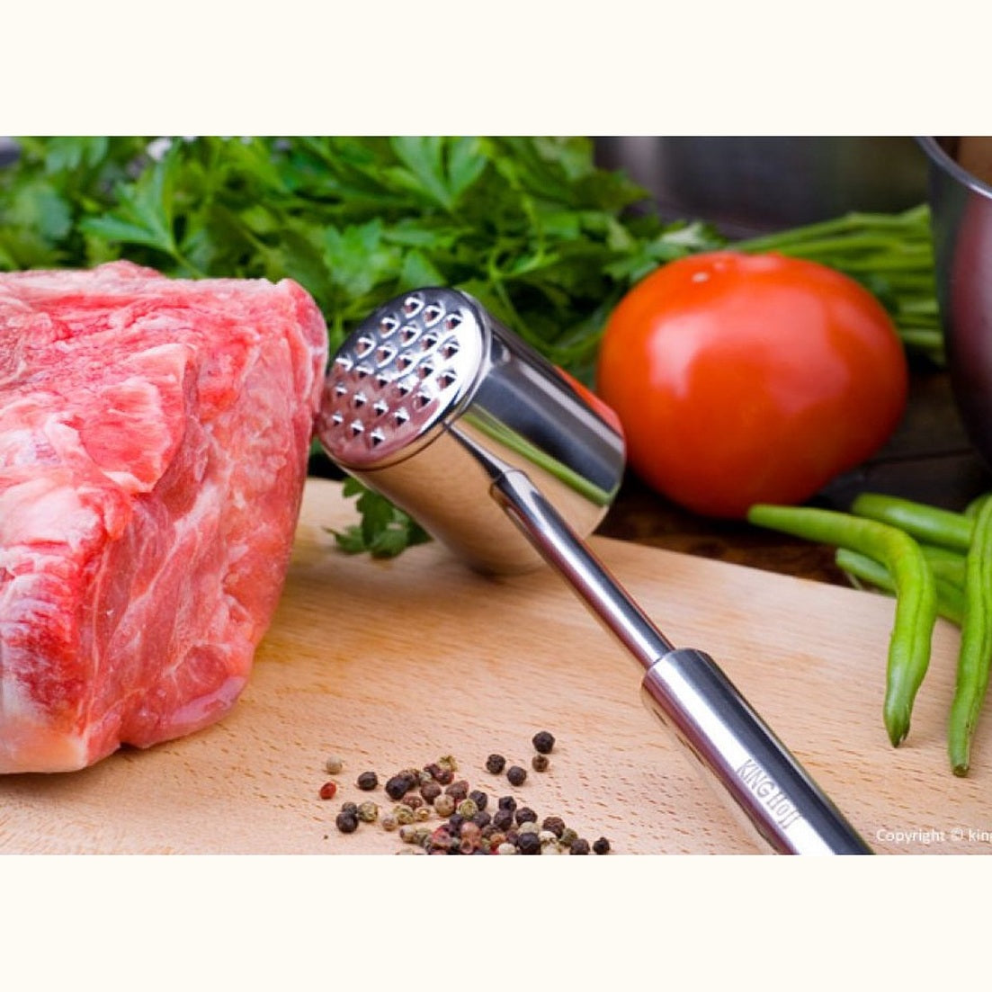 Kinghoff - Premium Vleeshamer - Vermalser - Tenderizer - Professioneel - Dubbelzijdig - RVS