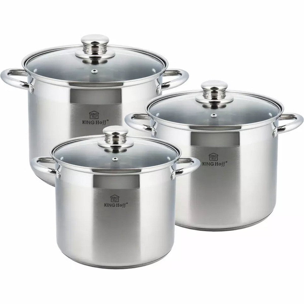 Kinghoff Soeppan - 25 cm - 8,5ltr- RVS - met glazen deksel