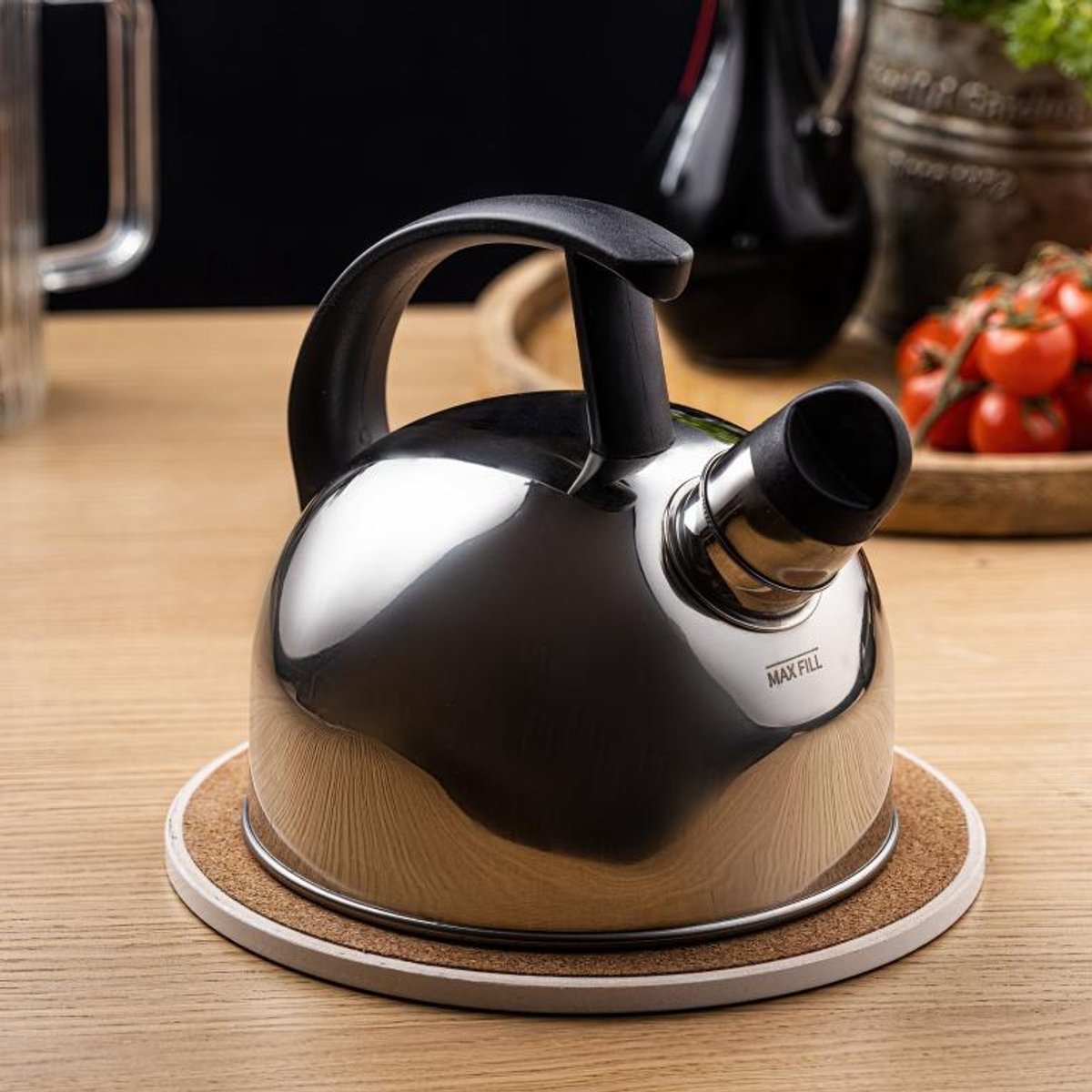 Kinghoff Traditionele Waterketel – Fluitketel – RVS, Zilver, 1.5L – Fluitfunctie – Geschikt voor Alle Kookplaten (Gas, Elektrisch, Keramisch, Inductie)