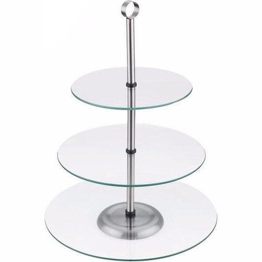 Kinghoff taartplateau - 3 etalages - Glas - Met grijpring
