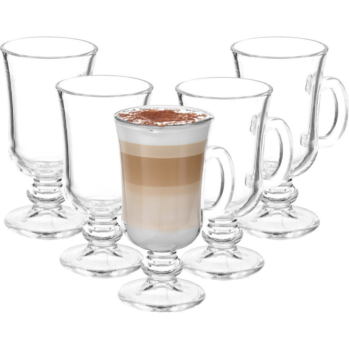 Kinvara Caffe Latte macchiato/koffie glazen model Paris - transparant glas - 6x stuks - 250 ml