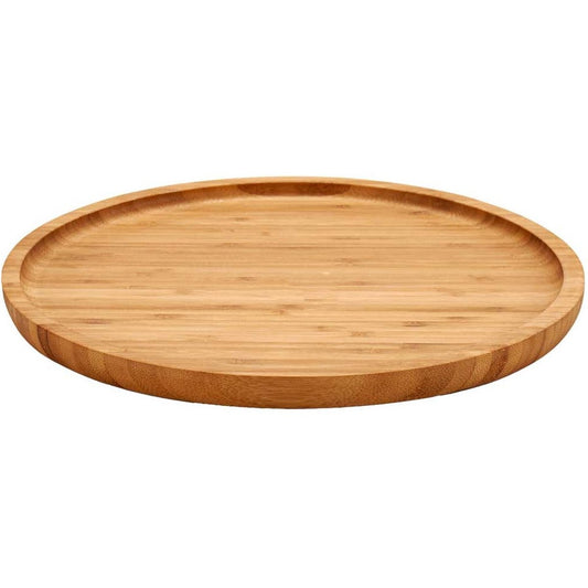 Kinvara Serveerplank - voor voedsel-hapjes - bamboe hout - rond - 25 cm - met rand