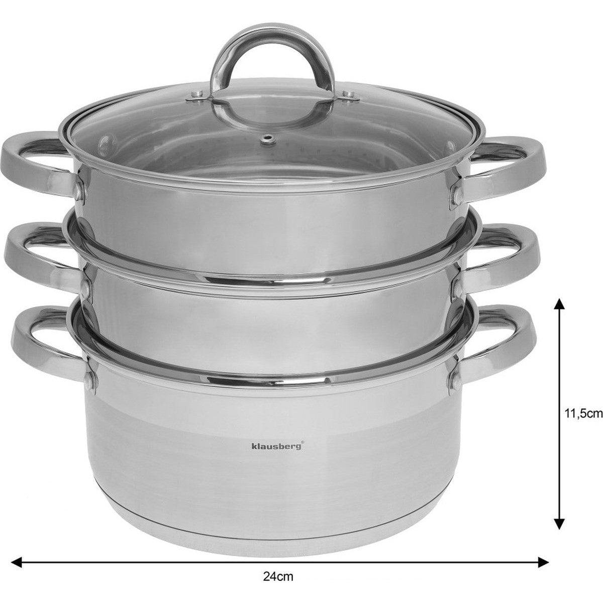 Klausberg 7145 - stoompan - 4 delig - 24cm - rvs - alle warmtebronnen