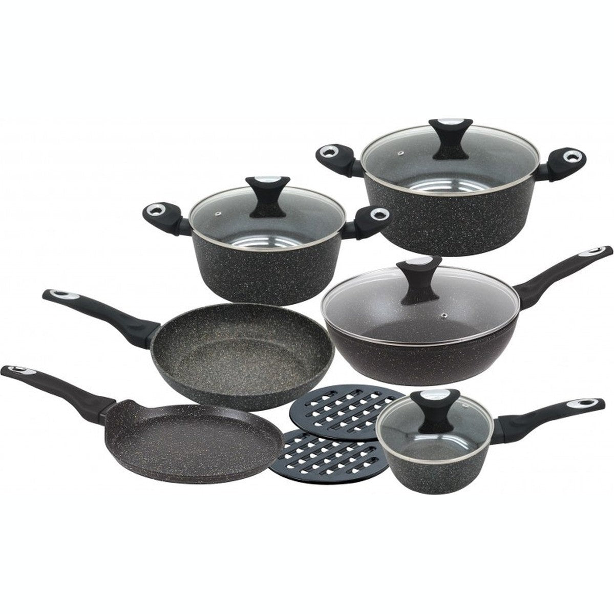 Klausberg 7201- pannenset - 12 delig - keramisch - gesmeed aluminium - alle warmtebronnen - non stick - inductie - zwart