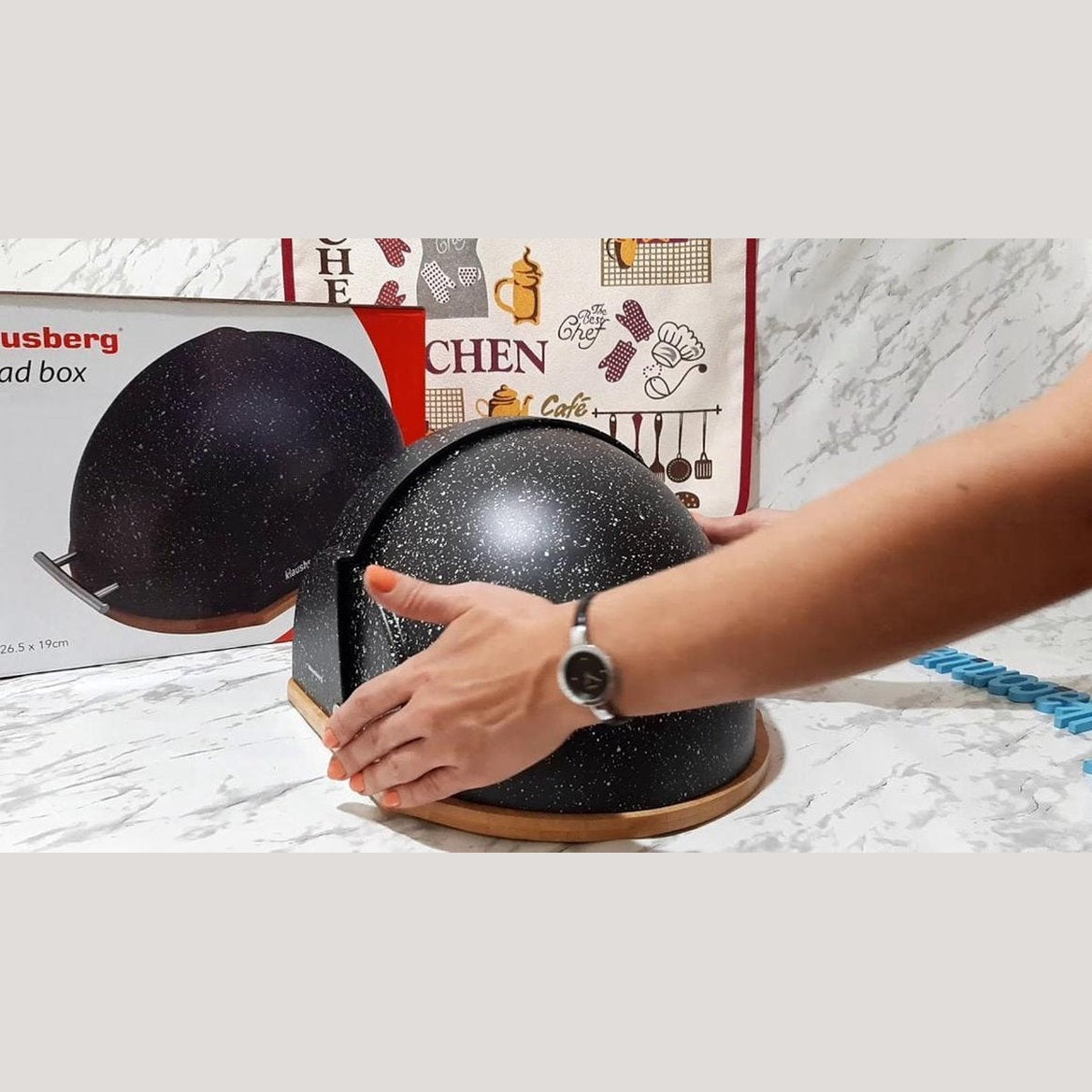 Klausberg 7277 - Broodtrommel - zwart marmer