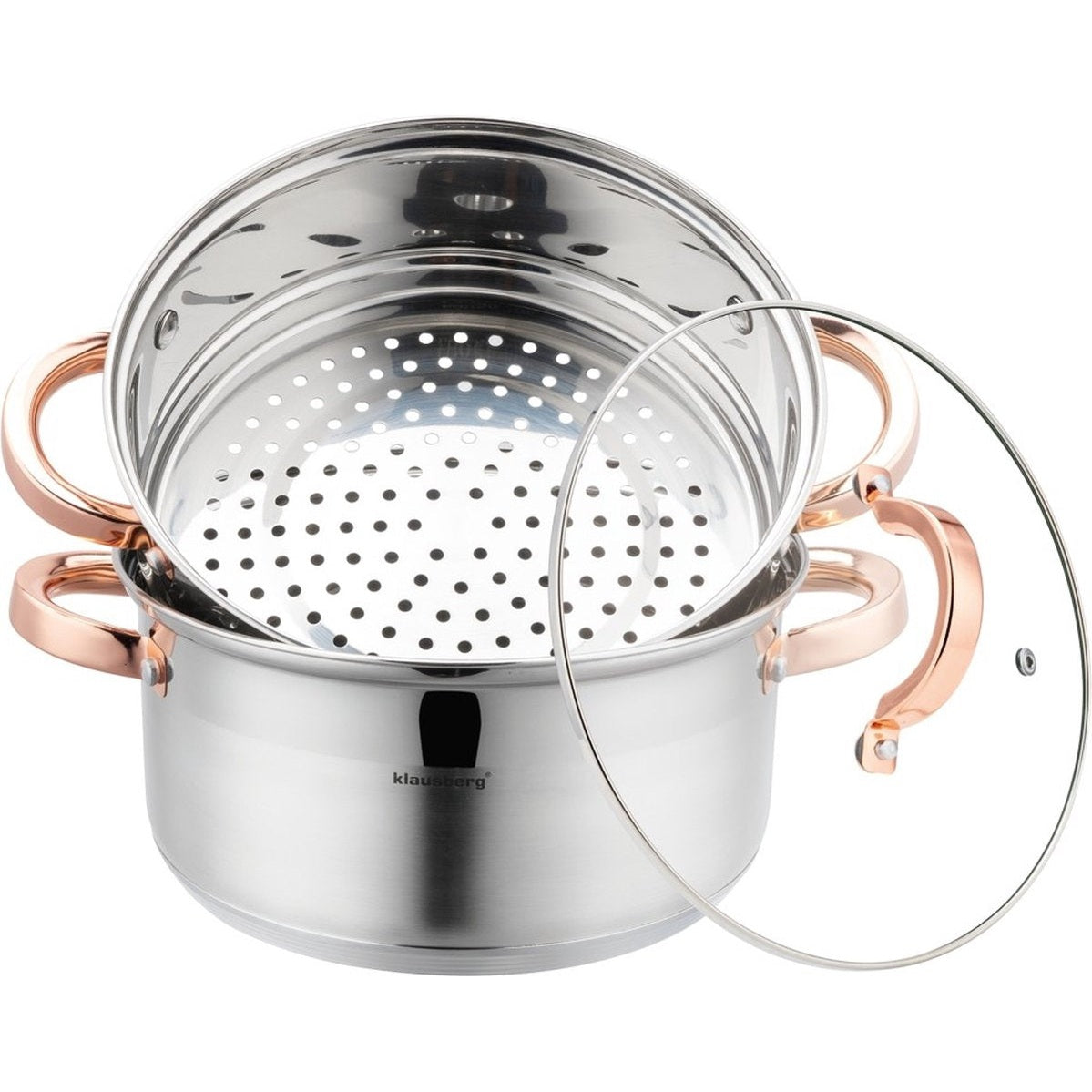 Klausberg 7731 - stoompan - 3 delig - 22 cm - rvs - alle warmtebronnen