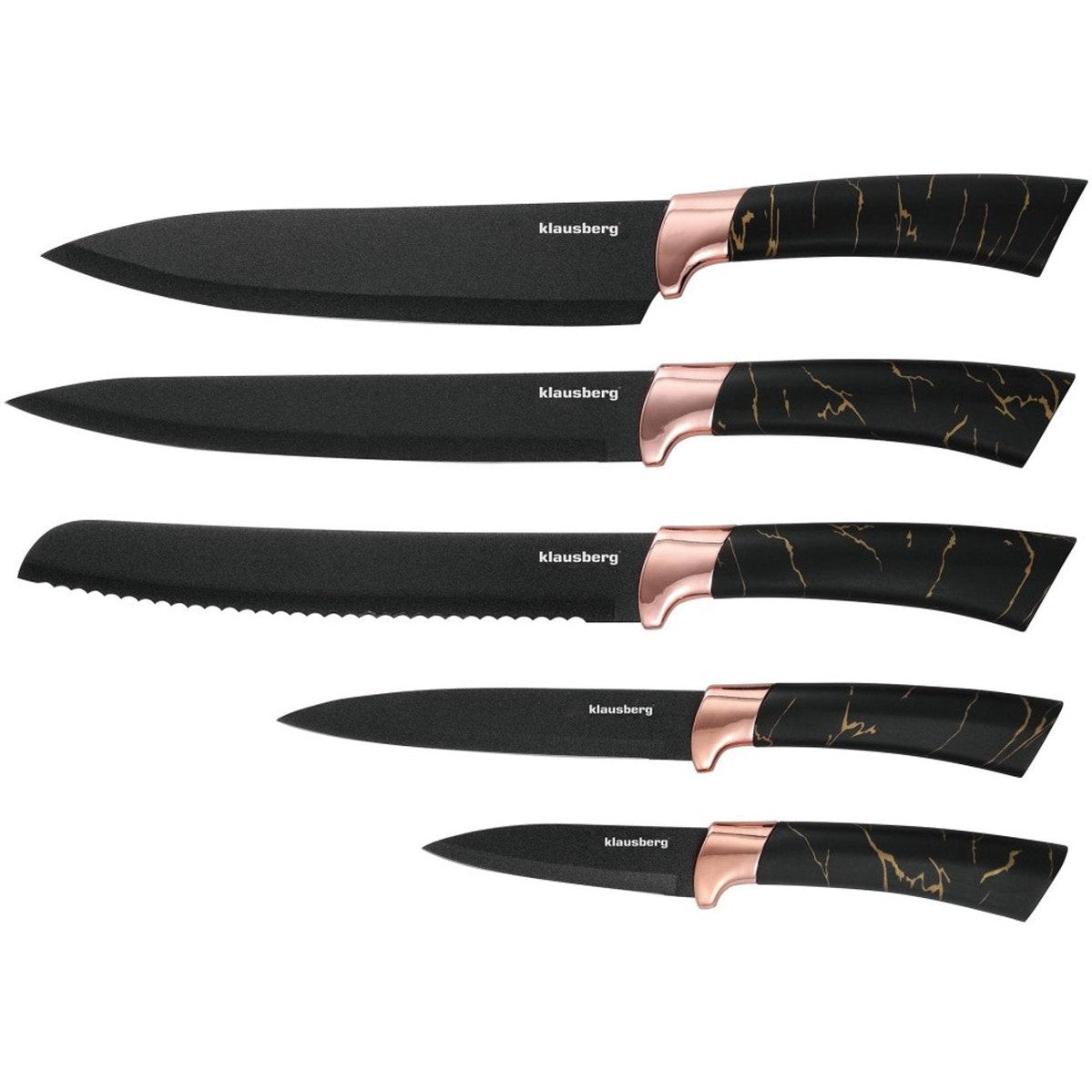 Klausberg 7768 - 6-delige messenset - Messenblok - Modern - Zwart bruin marmer