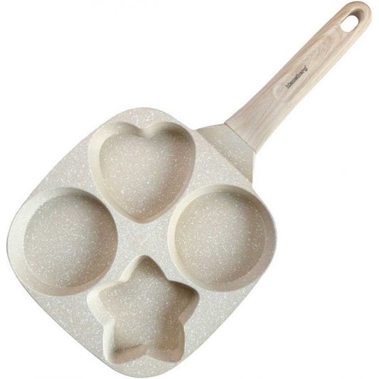 Klausberg 7809 - pan met 4 verschillende vakken voor Eieren - burgers - pannenkoeken - Beige - Anti-aanbakpan