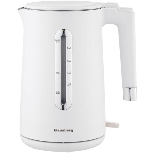 Klausberg KB-7890 Elektrische Waterkoker - 1,7L - Wit - 2200W - RVS & PP - Energiezuinig & Stil