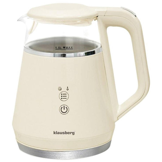 Klausberg KB-7893 Elektrische Waterkoker – 1 Liter, Glazen Ontwerp, LED Bedieningspaneel, 5 Temperatuurstanden, Houd-warmfunctie