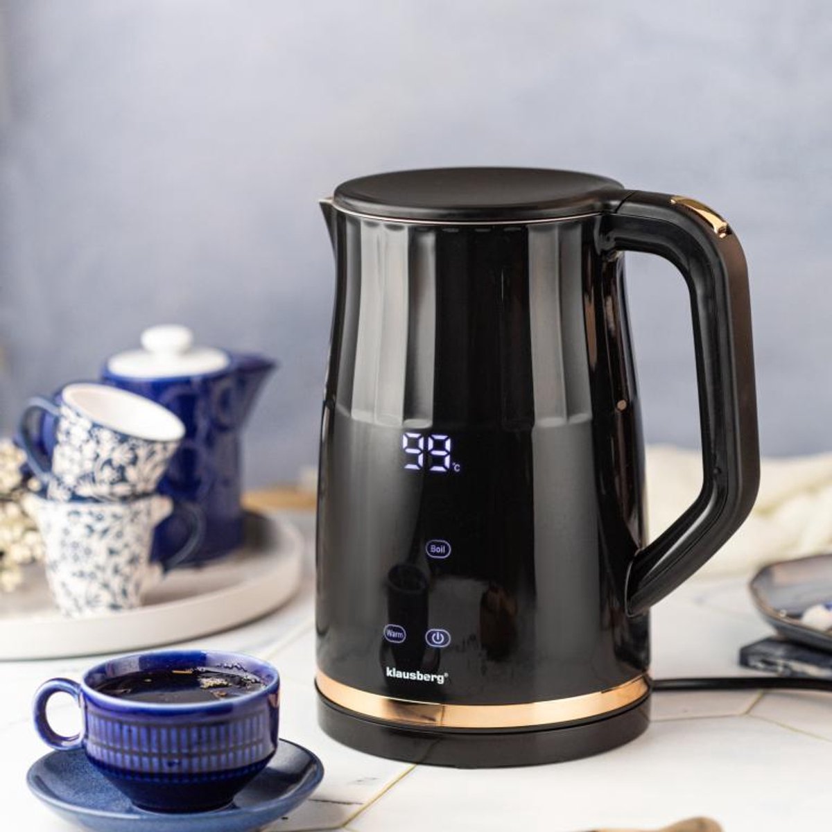 Klausberg KB-7896 Elektrische Waterkoker – 1,7 Liter, LED Display, 13 Temperatuurstanden, Houd-warmfunctie