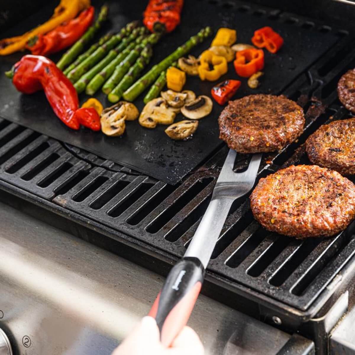 Klausberg KB-7899 Barbecue Set - 3-delige Grillset RVS met Plastic Handvatten (Spatel, Vork & Tang) - Leuke giftset voor de Kamado / Weber liefhebbers!