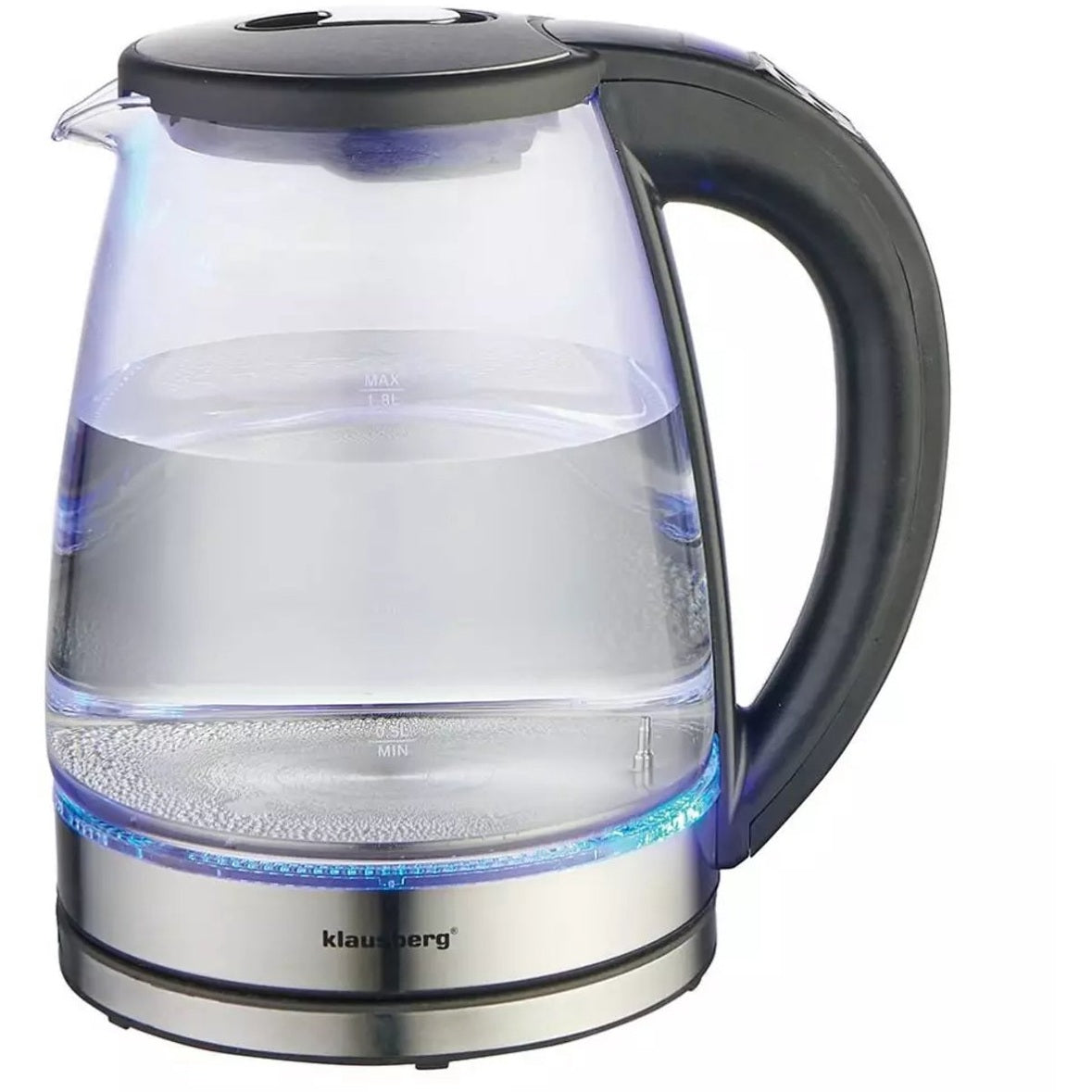 Klausberg KB7887 Elektrische Waterkoker – 1.8L, 1850-2200W, Borosilicaatglas & RVS 304, RGB LED, Temperatuurregeling - Kleur verandering door warmte