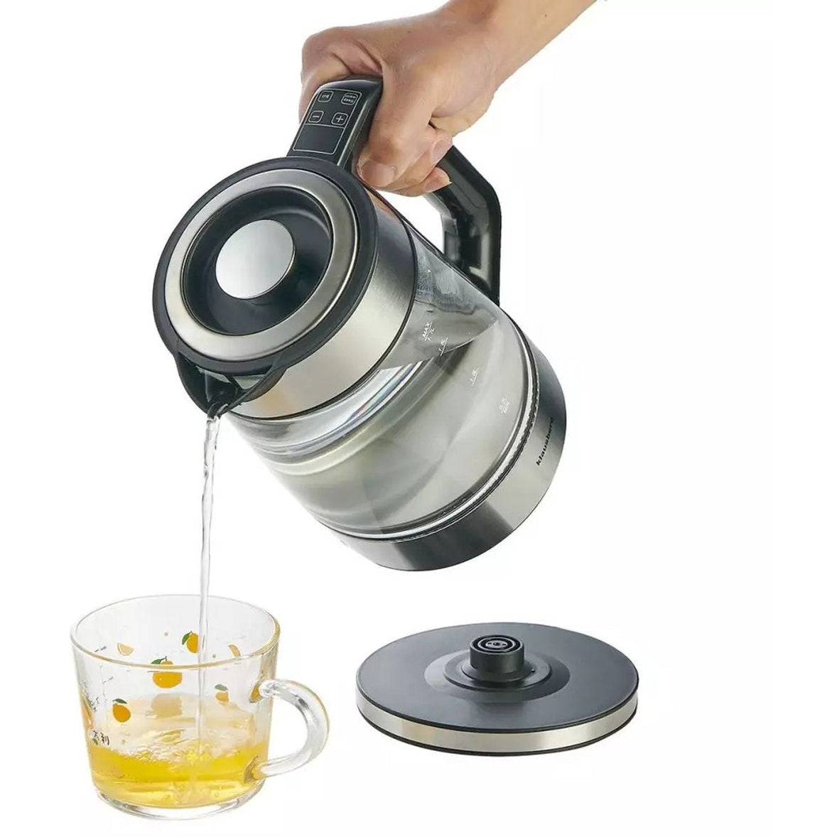 Klausberg KB7888 Elektrische Waterkoker – 1.7L, 1850-2200W, Borosilicaatglas & RVS 304, RGB LED, Temperatuurregeling - 40 tot 100 graden