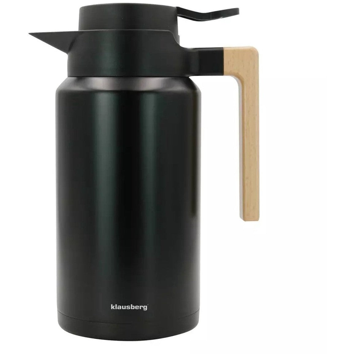 Klausberg Roestvrijstalen Thermoskan - 2,0 Liter (KB7611) - Dubbele Wand, Vacuümisolatie en Houten Handvat - Houdt Dranken Urenlang Warm of Koud - Thermoscan