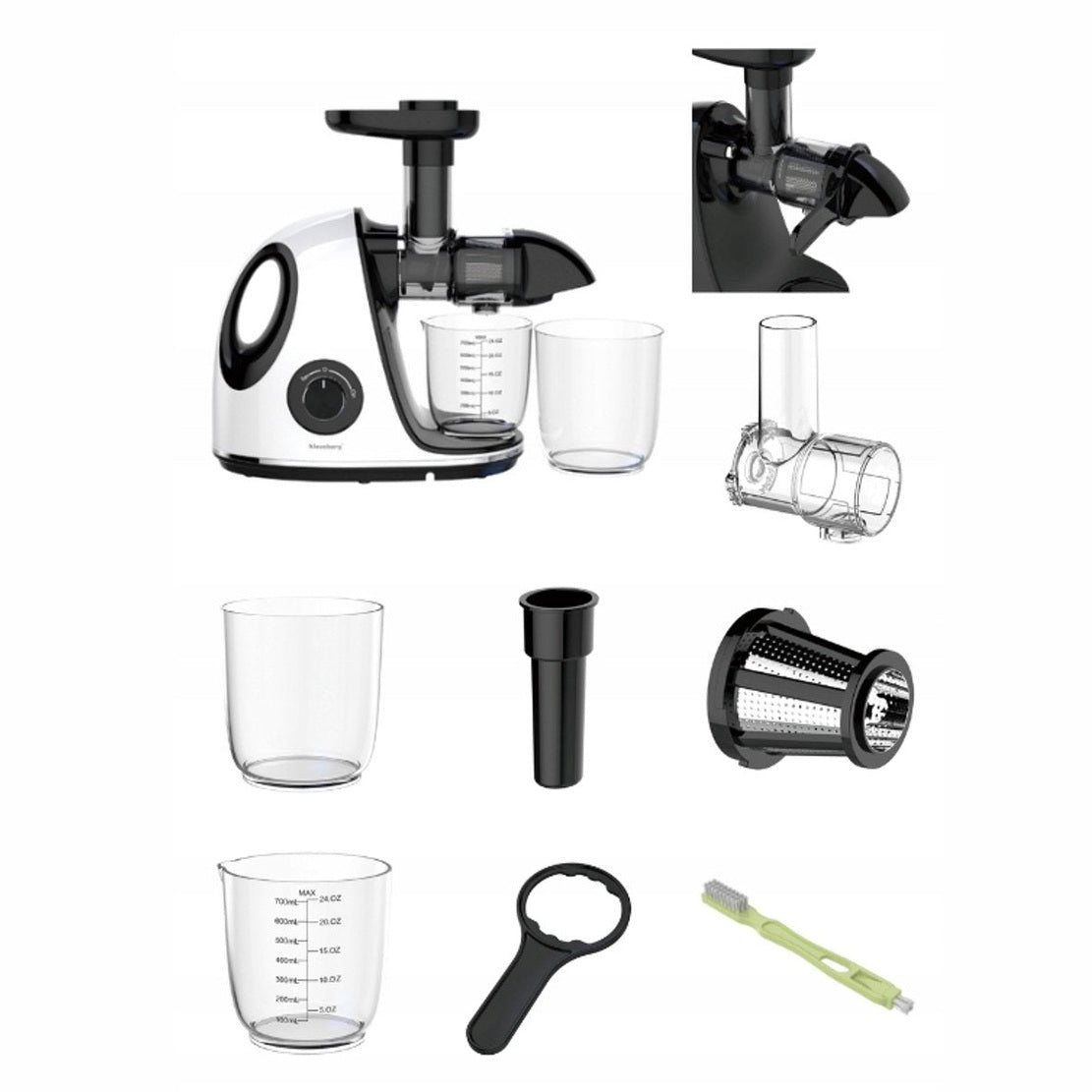 Klausberg Slow Juicer KB-7864 – 150W | Cold Press | Stille Juicer - Groenten en Fruitpers – Met Pulpreservoir - Juice Maker - Wit