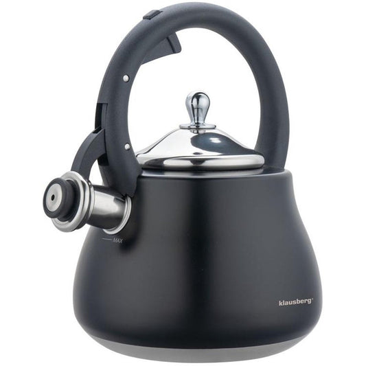 Klausberg Waterkoker 2.8L RVS - Fluitekettle voor Alle Hittebronnen (Inductie, Gas) - Zwart - Fluitketel - Waterkoker - Waterketel - MODESTNOVA
