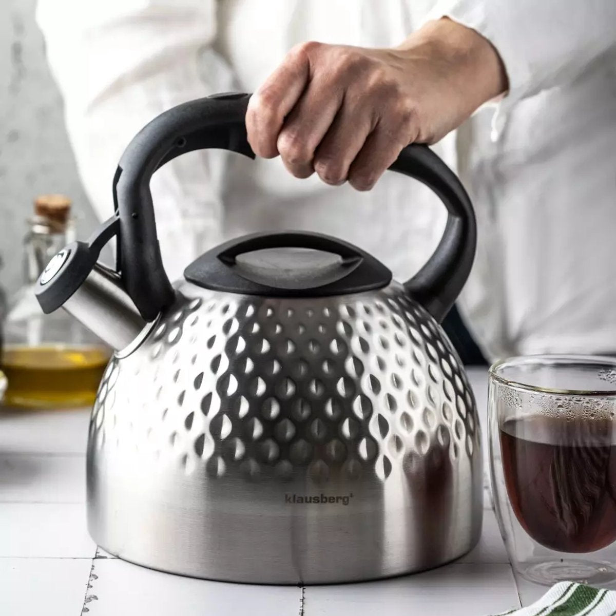 Klausberg Waterkoker Fluitketel RVS 3.0 Liter (Zilver) - Voor Alle Hittebronnen (ook inductie) - Waterketel - Waterkoker - MODESTNOVA