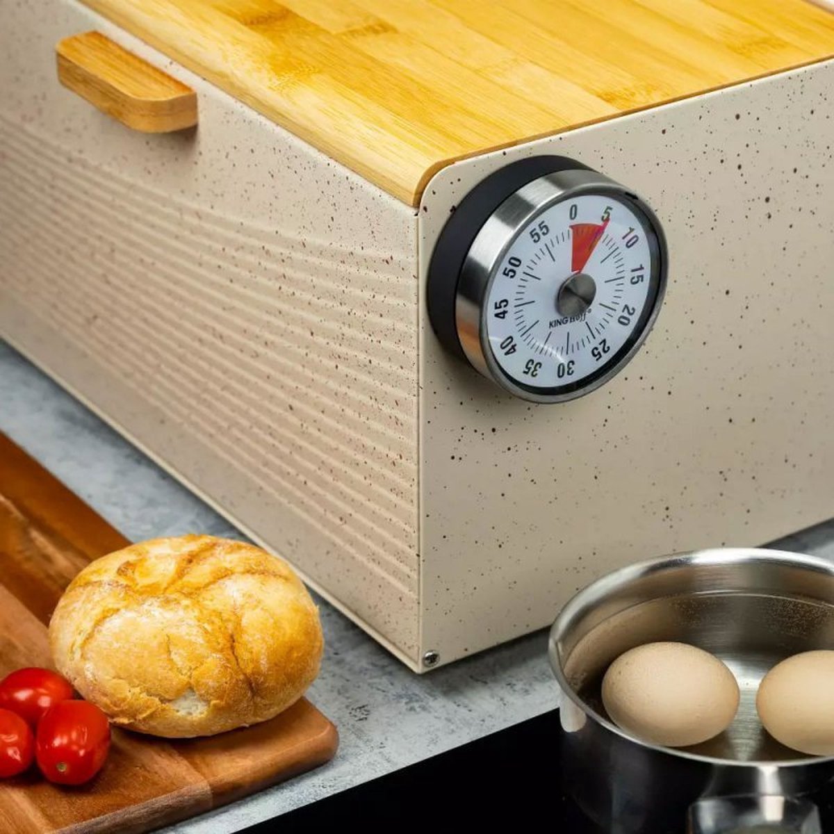 Kookwekker Mechanisch – Eierwekker met Magneet – Keukenwekker Analoog – Kitchen Timer – Egg Timer – Magnetisch – RVS – 60 Minuten – Ø 78,5 mm