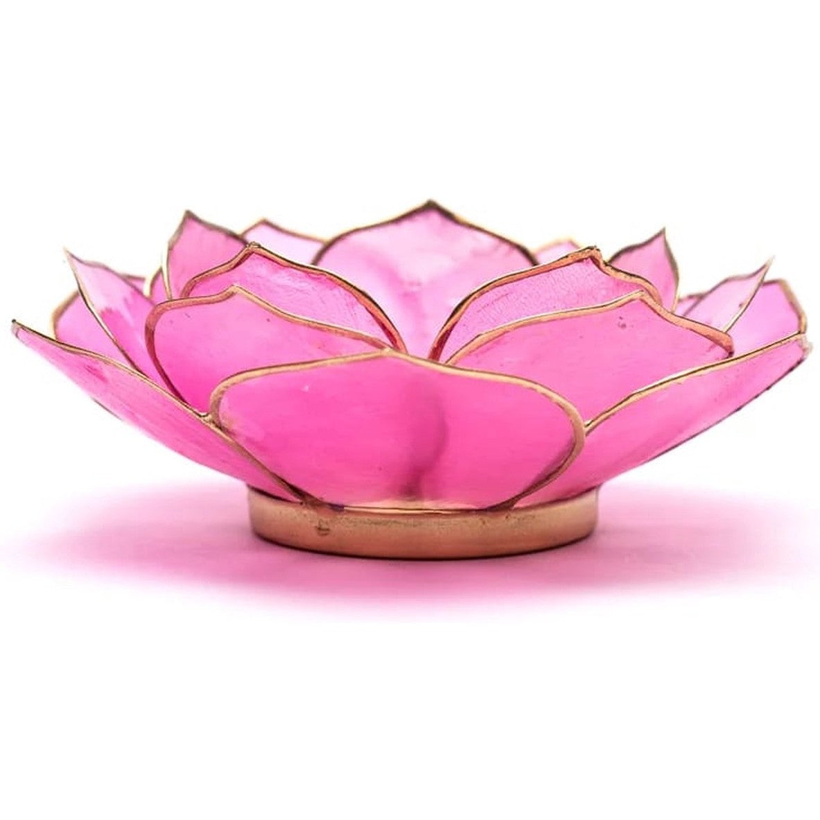 Lotus sfeerlicht bladvorm roze goudrand - 13.5cm