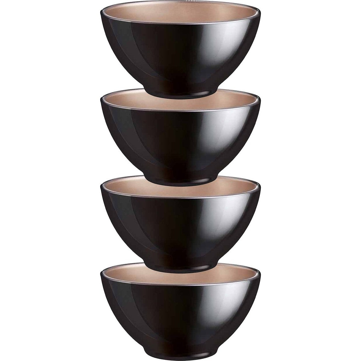 Luminarc Kommetjes/soepkommen/schaaltjes voor dessert/ontbijt - 4x - Glas - D13 x 6 cm - zwart
