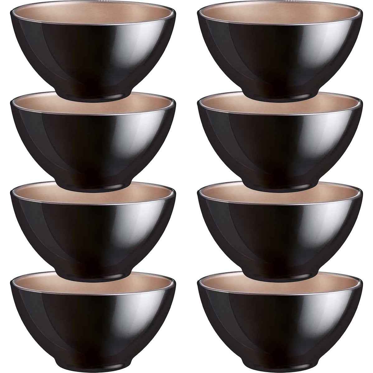 Luminarc Kommetjes/soepkommen/schaaltjes voor dessert/ontbijt - 8x - Glas - D13 x 6 cm - zwart