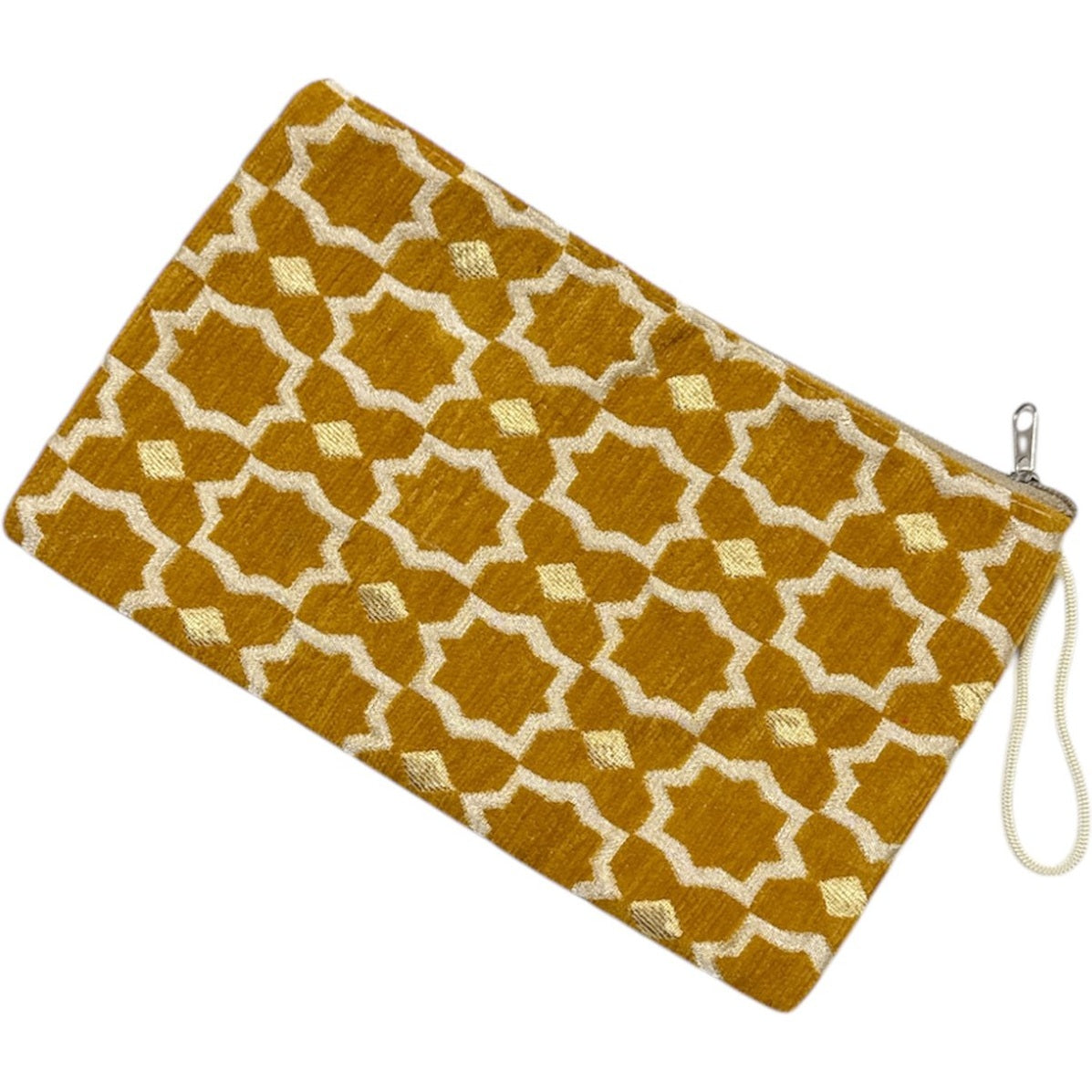 Luxe Handgemaakte Make-uptas met Zellig Motief - Marokkaanse Etui voor Reizen en Dagelijks Gebruik - Okergeel