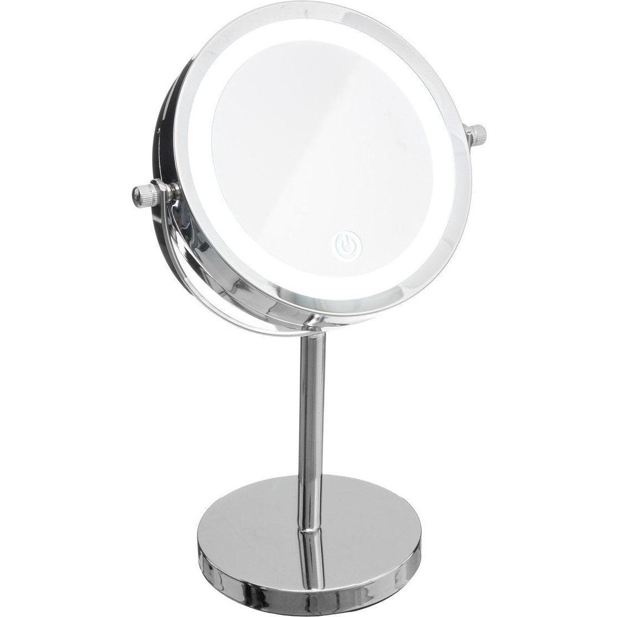 Make-up spiegel/scheerspiegel - met LED verlichting - op voet - D18 x H30 cm - Badkamer spiegels met licht