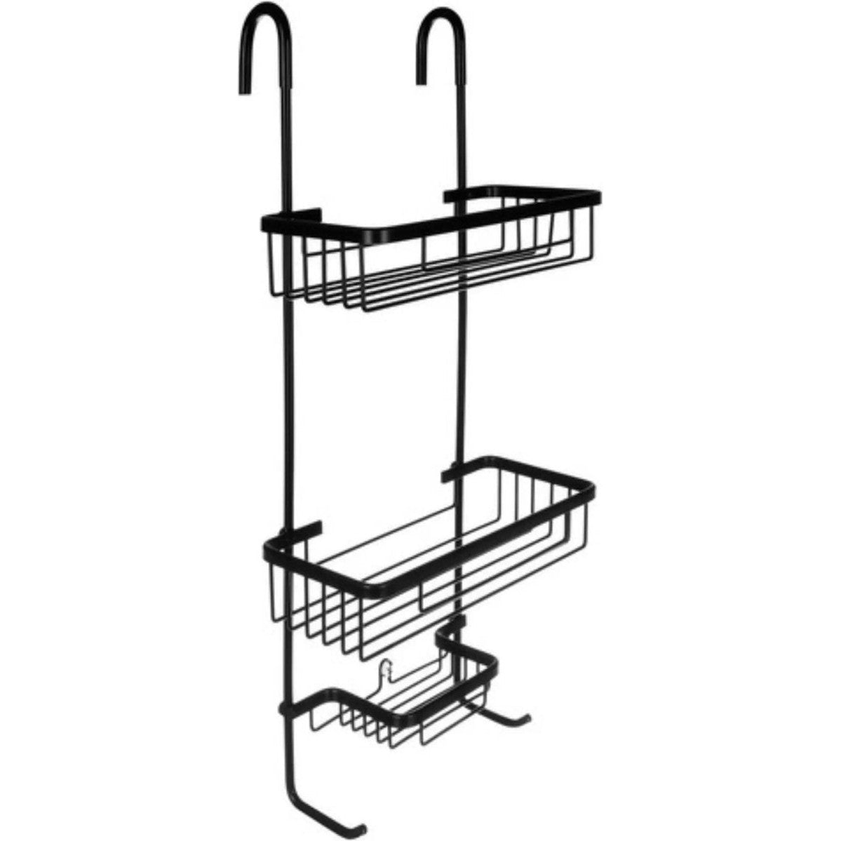Malatec Doucherek 3 laags - Monteren zonder boren - Zwart - zuignap - Ook voor grote flessen - Opbergrek Douche - 3 etages
