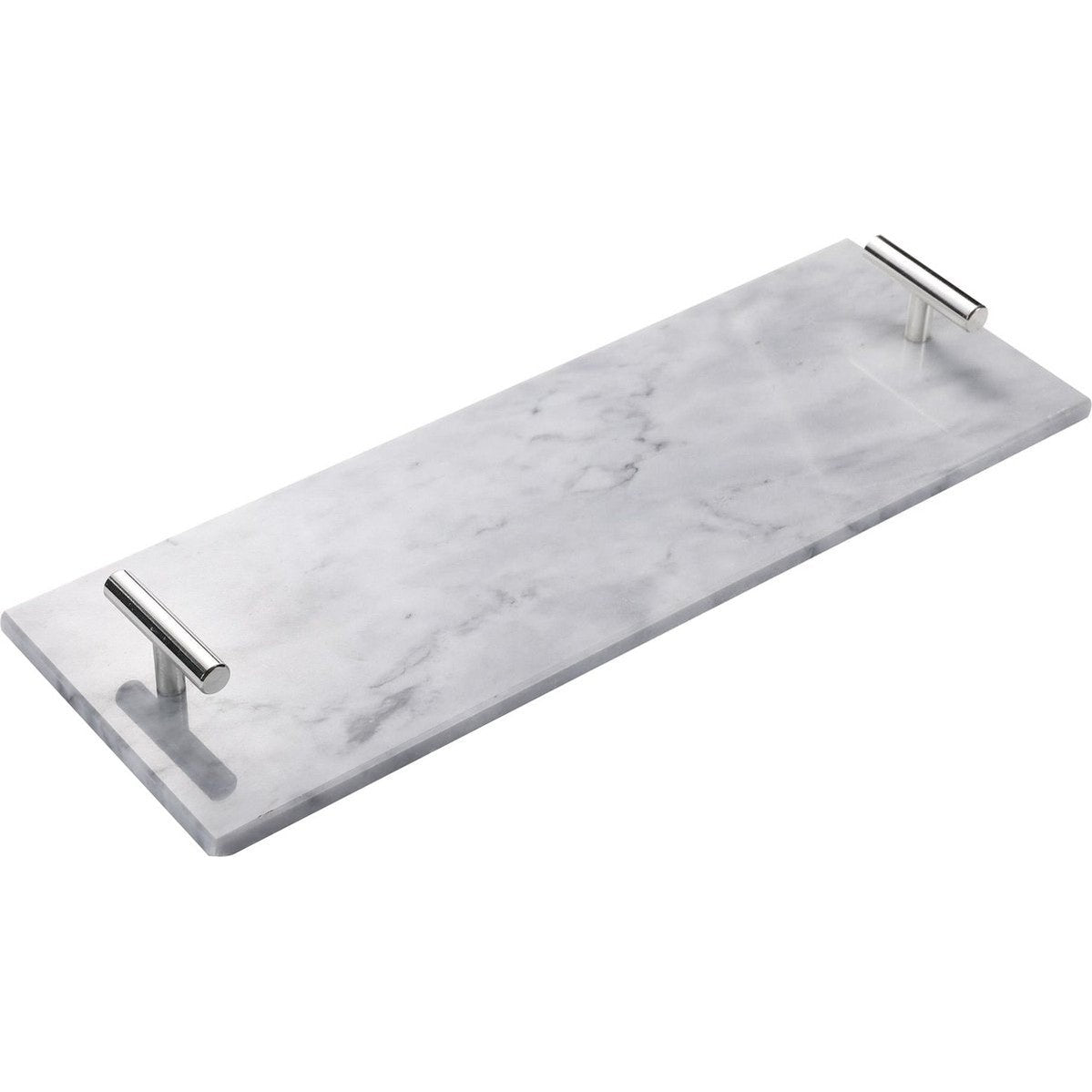 Marmeren dienblad met zilveren hendels 40 x 14 cm