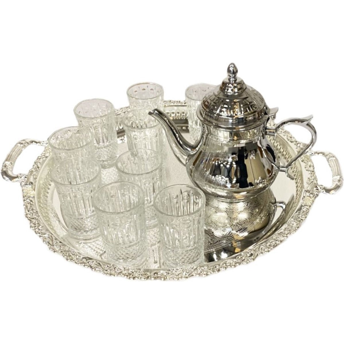 Marokkaanse Familie Theeset - theepot-diebblad - 12 glazen