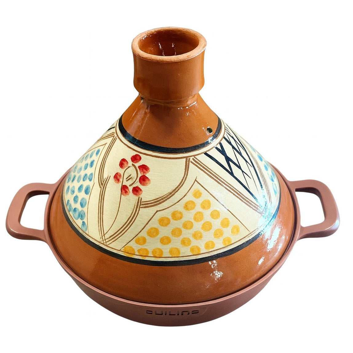Marokkaanse Tajine 30 cm - Aardewerken Handgemaakte Deksel - Aluminium Bodem voor Alle Kookplaten (Inductie, Oven) - Traditionele Stoofpot